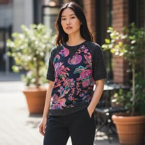 Anthropologie Sweater Floral Embroidered Brocade
